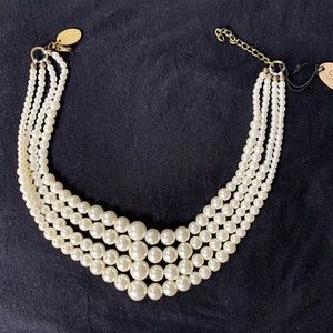 Anthropologie x Lena Bernard Dominique Layered Bib Choker faux pearl necklace
